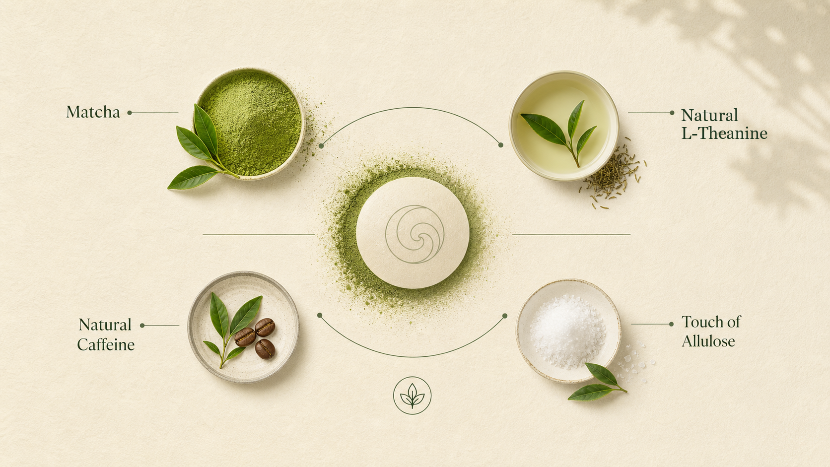 Visual balance of matcha, L-theanine, caffeine, and allulose